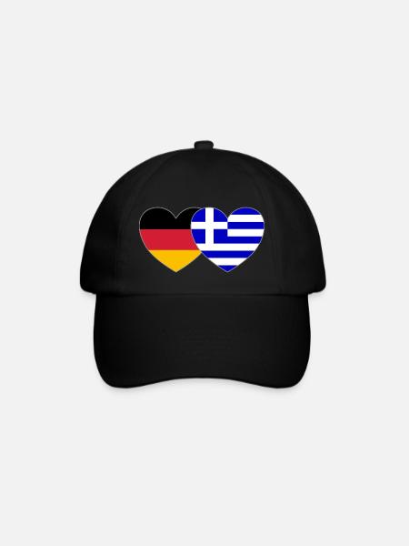 Deutschland Griechenland Flagge Herz - Basebollkeps - svart/svart
