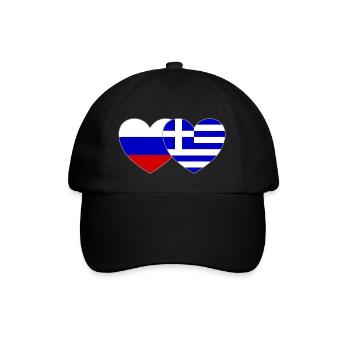 Russia Greece Flag Heart - Baseball Cap - black/black - Front