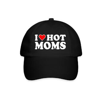 I love hot moms - Baseballkappe - Schwarz/Schwarz - Vorne