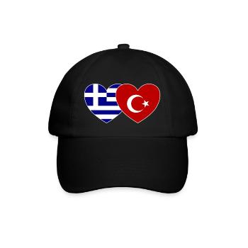 Griechenland Türkei Flagge Herz - Baseballkappe - Schwarz/Schwarz - Vorne