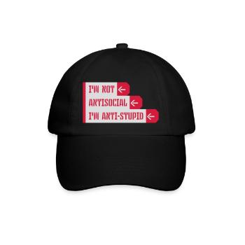not antisocial anti stupid - Baseballkappe - Schwarz/Schwarz - Vorne