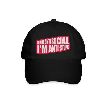 not antisocial anti stupid - Baseball Cap - black/black - Front