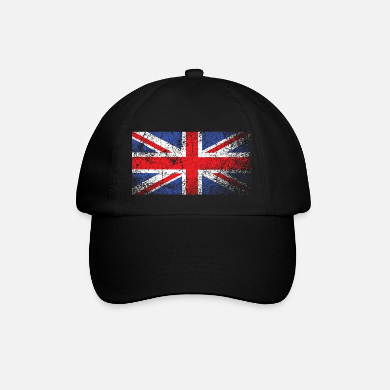 Drapeau britannique vintage, Grunge Union Jack - Casquette classique - noir/noir