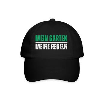 Mein Garten, meine Regeln. Lustiger Natur Spruch - Baseballkappe - Schwarz/Schwarz - Vorne
