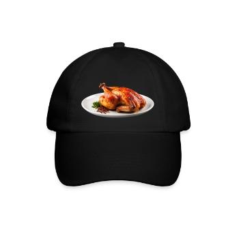 Un dinosaure frit dans l’assiette - Casquette classique - noir/noir - Devant