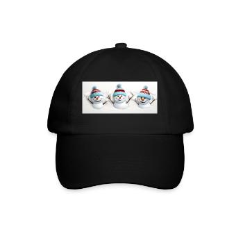 3 cute snowmen - Baseball Cap - black/black - Front