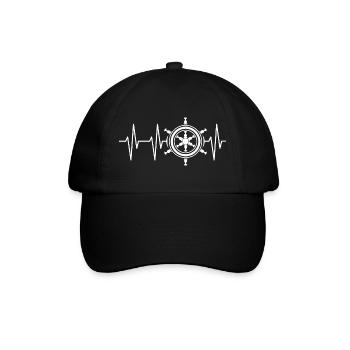 Symbole du volant Heartbeat Icône de contrôle du pouls ECG - Casquette classique - noir/noir - Devant