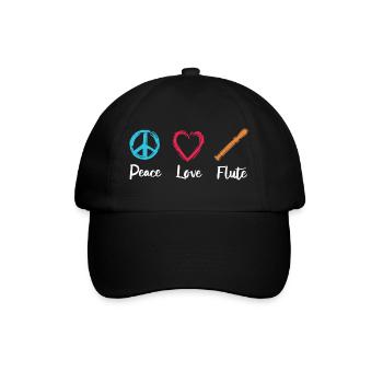 Peace Love Flute - Baseball Cap - black/black - Front