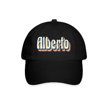 Alberto Retro Vintage T-Shirt Geschenk T-Shirt - Baseballkappe - Schwarz/Schwarz - Vorne