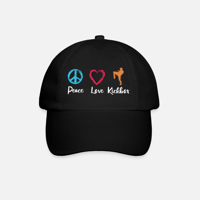 Frieden Liebe Kickbox - Baseballkappe - Schwarz/Schwarz