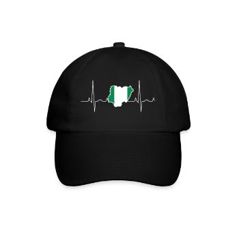 Nigeria Herzschlag - Baseballkappe - Schwarz/Schwarz - Vorne