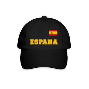 Spanien Trikot Look – ESPANA mit Flagge Fahne - Baseballkappe - Schwarz/Schwarz - Vorne