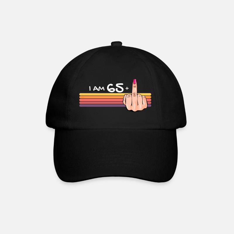 Ich bin 65 + 1 Mittelfinger-Shirt Ich bin 65 plus, - Baseballkappe - Schwarz/Schwarz