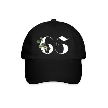 Numéro 65 floral vert - 65e anniversaire floral - Casquette classique - noir/noir - Devant