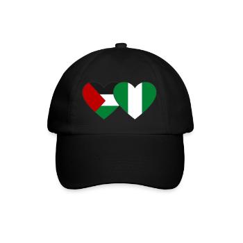 Palestine Nigeria Flag Heart - Baseball Cap - black/black - Front