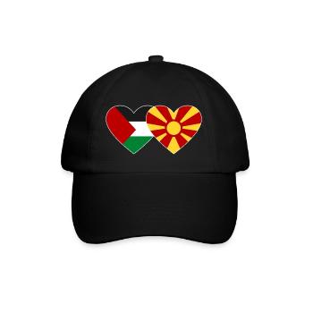 Palästina Mazedonien Flagge Herz - Baseballkappe - Schwarz/Schwarz - Vorne