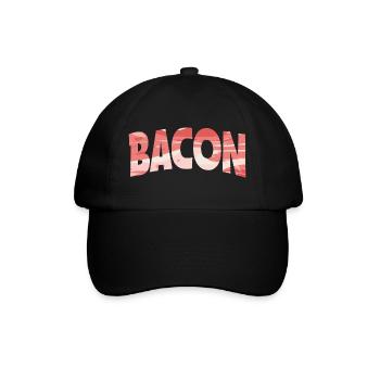 Backward Turned Bacon Illustration - Baseball Cap - black/black - Front