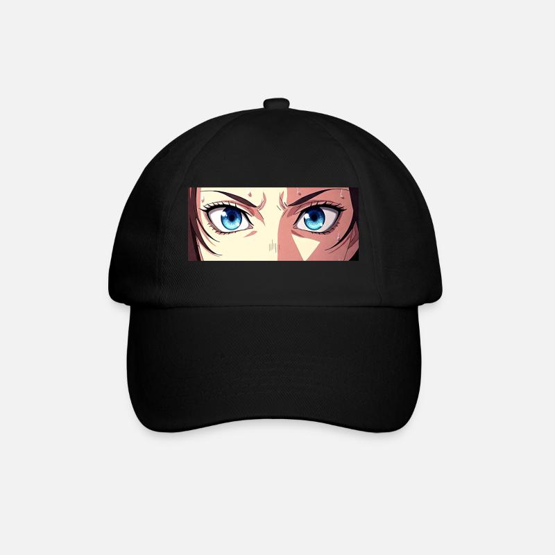 Anime Augen Blaue Iris Manga Fan - Baseballkappe - Schwarz/Schwarz