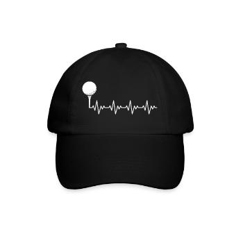 Golf Golfer Golfball EKG Herzschlag Herzfrequenz - Baseballkappe - Schwarz/Schwarz - Vorne