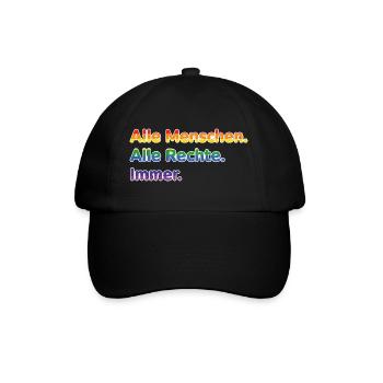 Alle Menschen. Alle Rechte. Immer. – Pride Stateme - Baseballkappe - Schwarz/Schwarz - Vorne