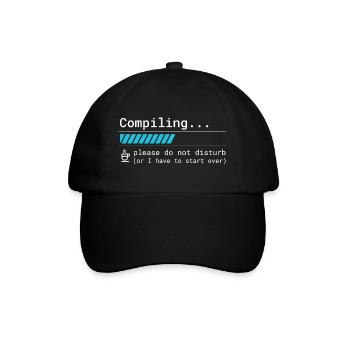 Funny Programmer T-Shirt - Compiling Please - Baseball Cap - black/black - Front