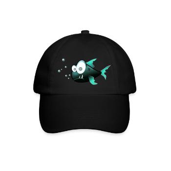 Lustiger Fisch - Baseballkappe - Schwarz/Schwarz - Vorne