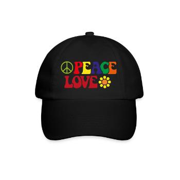 Paix et Amour Amour Flower Power Gift Sign - Casquette classique - noir/noir - Devant