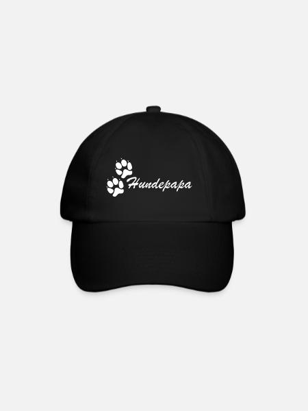 Hundepapa weißer Schriftzug kleine weiße Pfoten - Baseballkappe - Schwarz/Schwarz