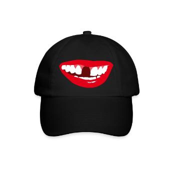 Lachen mit Zahnlücke Lustiges Design - Baseballkappe - Schwarz/Schwarz - Vorne