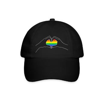 Rainbow Heart LGBT LGBTQ Flag Gay Pride - Baseball Cap - black/black - Front