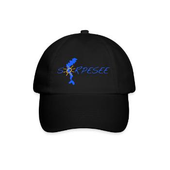 Sorpesee blau, mit Silhouette und Sonne - Baseballkappe - Schwarz/Schwarz - Vorne