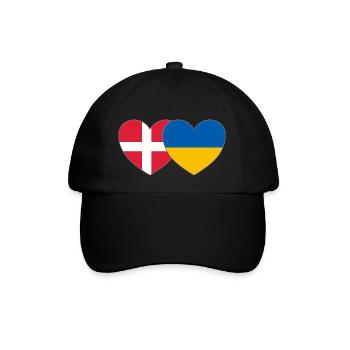Dänemark Ukraine Flagge Herz - Baseballkappe - Schwarz/Schwarz - Vorne