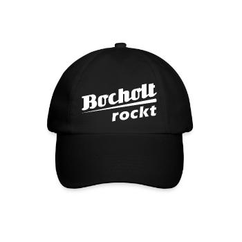 Bocholt rockt - Textdesign mit Stadtnamen - Baseballkappe - Schwarz/Schwarz - Vorne