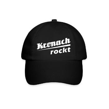 Kronach rockt - Textdesign mit Stadtnamen - Baseballkappe - Schwarz/Schwarz - Vorne