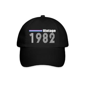 Jahrgang 1982 - Baseballkappe - Schwarz/Schwarz - Vorne