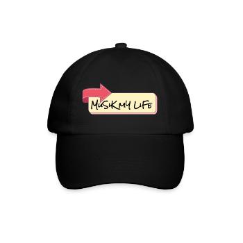 Musik Mein Leben Schriftzug - Baseballkappe - Schwarz/Schwarz - Vorne