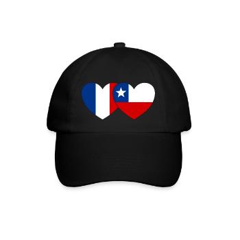Frankreich Chile Flagge Herz - Baseballkappe - Schwarz/Schwarz - Vorne