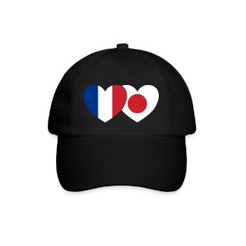 France Japon Flag Coeur - Casquette classique - noir/noir - Devant