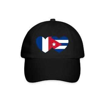 France Cuba Flag Heart - Baseball Cap - black/black - Front
