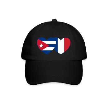 Kuba Frankreich Flagge Herz - Baseballkappe - Schwarz/Schwarz - Vorne