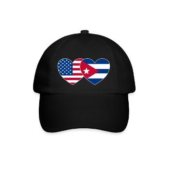 USA Cuba Flag Heart - Baseball Cap - black/black - Front