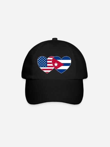 USA Kuba Flagge Herz - Baseballkappe - Schwarz/Schwarz