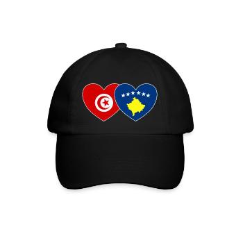 Tunesien Kosovo Flagge Herz - Baseballkappe - Schwarz/Schwarz - Vorne