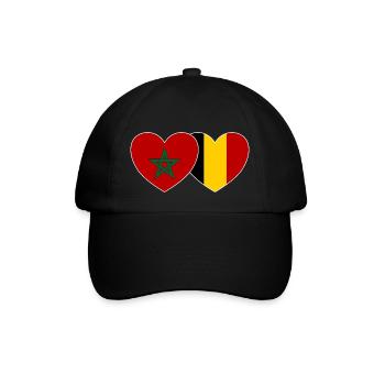 Morocco Belgium Flag Heart - Baseball Cap - black/black - Front