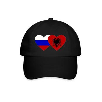 Russland Albanien Flagge Herz - Baseballkappe - Schwarz/Schwarz - Vorne