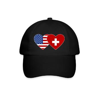 États-Unis, Suisse, Drapeau, Coeur - Casquette classique - noir/noir - Devant