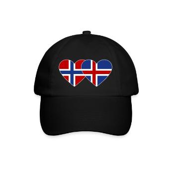 Norwegen Island Flagge Herz - Baseballkappe - Schwarz/Schwarz - Vorne
