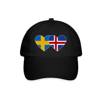 Sweden Iceland Flag Heart - Baseball Cap - black/black - Front
