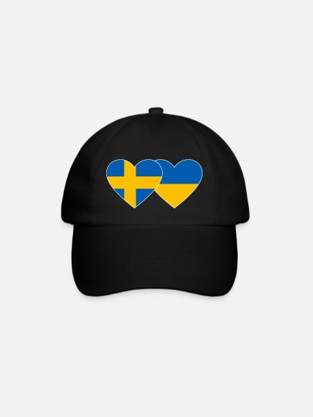 Schweden Ukraine Flagge Herz - Basebollkeps - svart/svart
