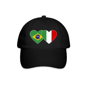 Italie Brésil Drapeau Coeur large - Casquette classique - noir/noir - Devant